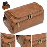Leather Toiletry Bag – Large Travel Dopp Kit for Men & Women with Hanging Design - Himpall